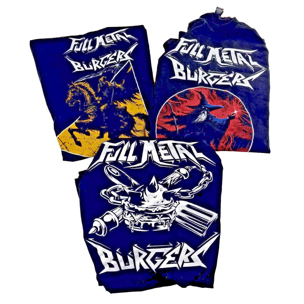(3) T-Shirt 2XL Black Graphic Print Full Metal Burgers Escondido California